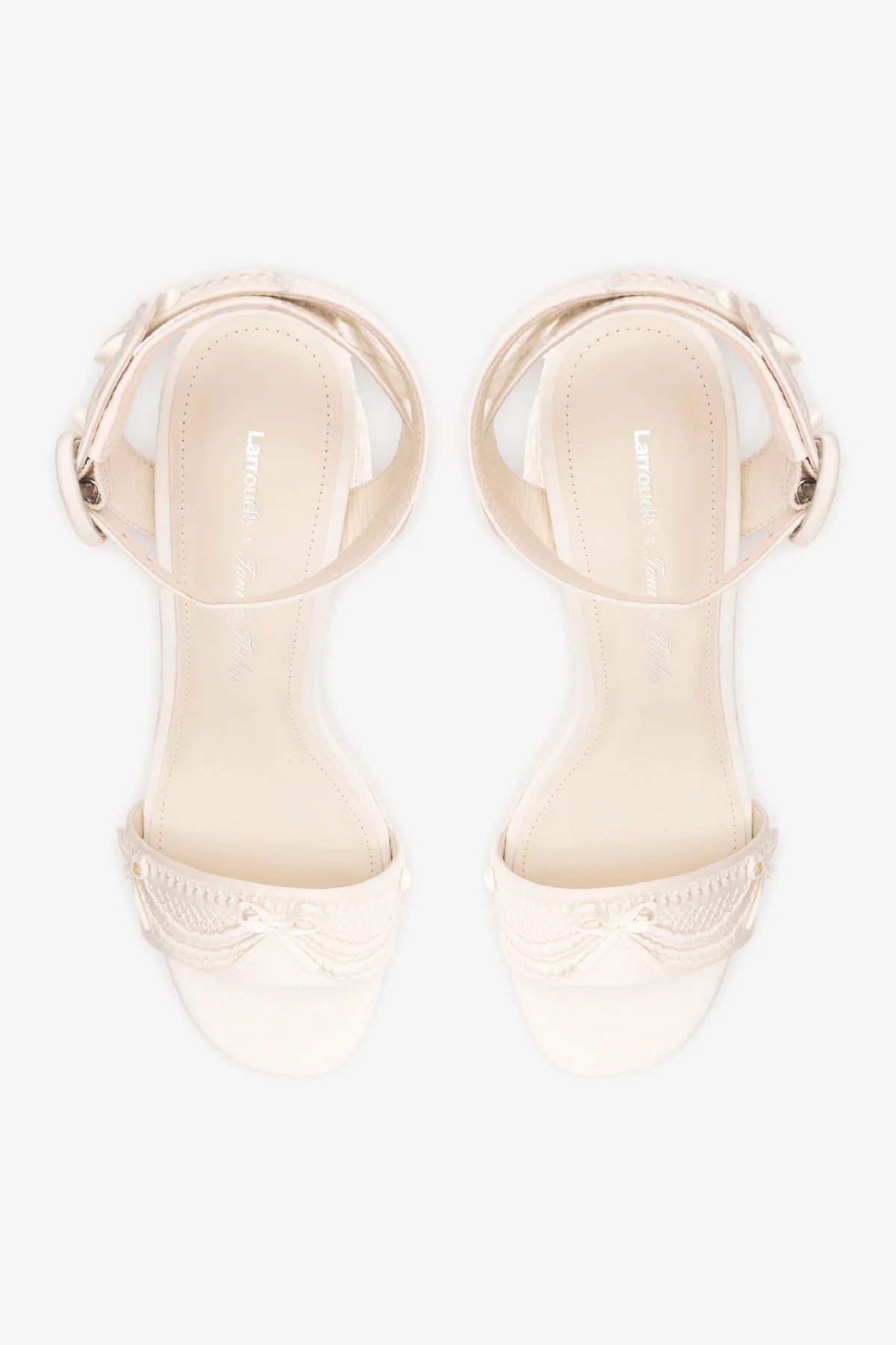 Larroudé x Tanner Fletcher: Dolly Cake&Lace Sandal White Satin