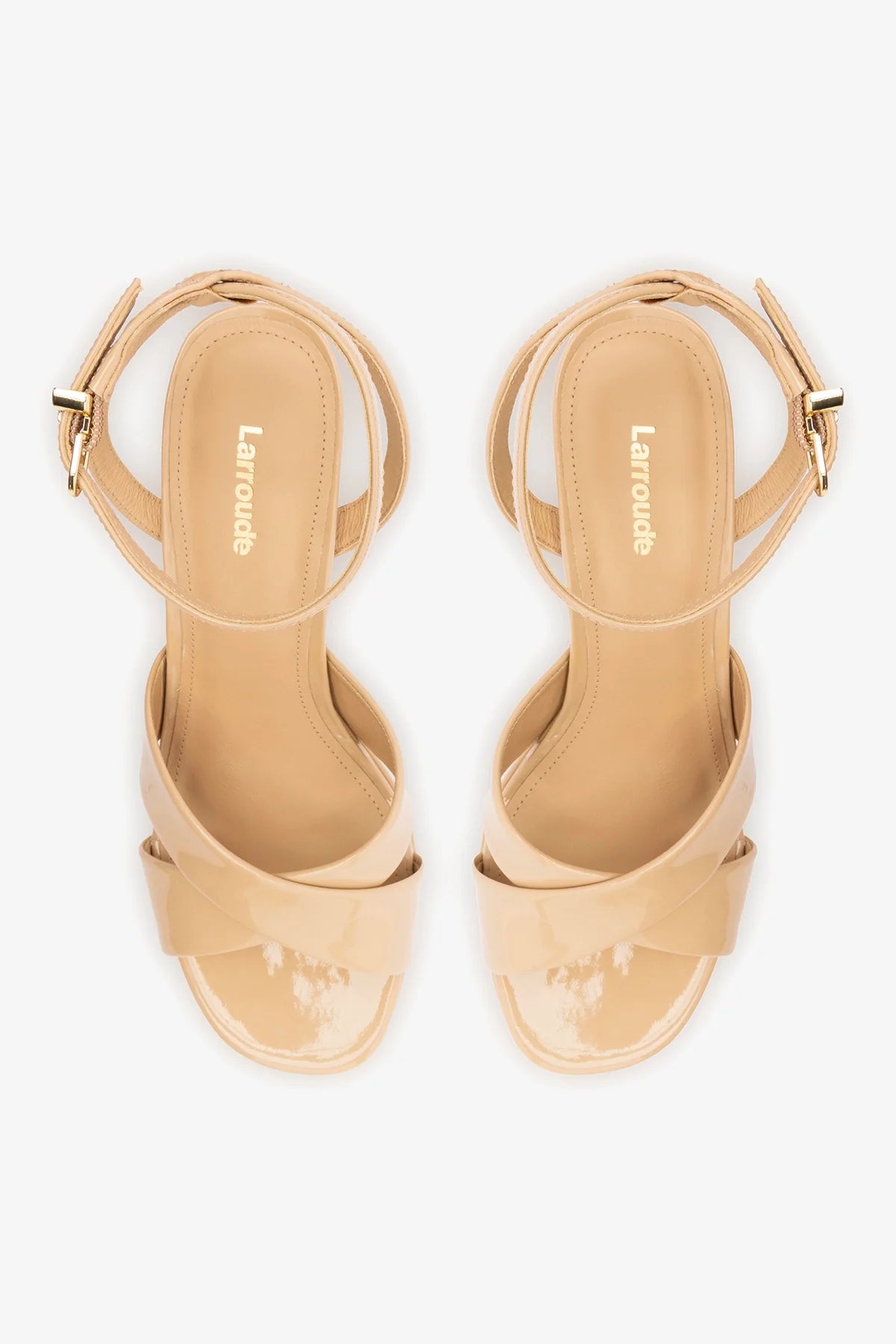 Dolly X Platform Sandal In Sand Patent Leather