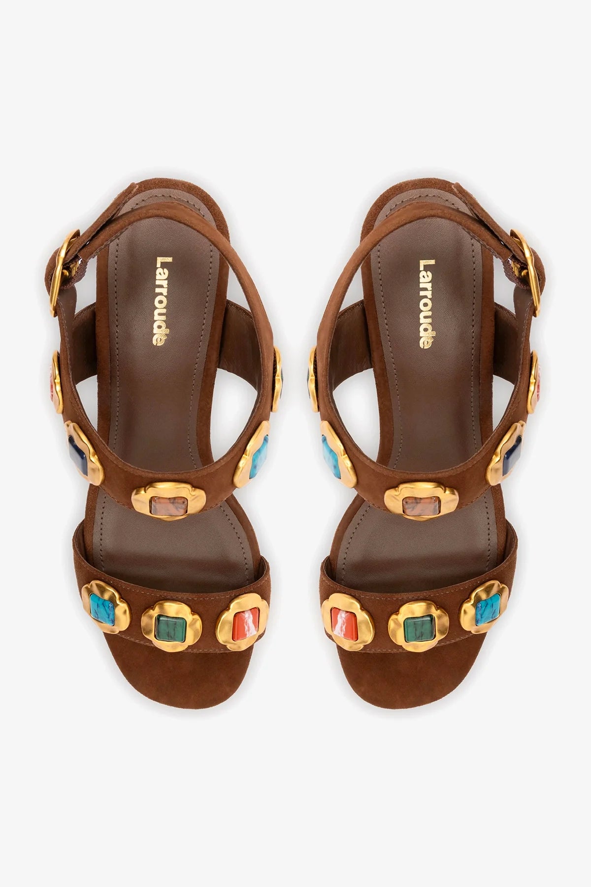 Milan Gioiello Block Sandal In Burnt Umber Leather