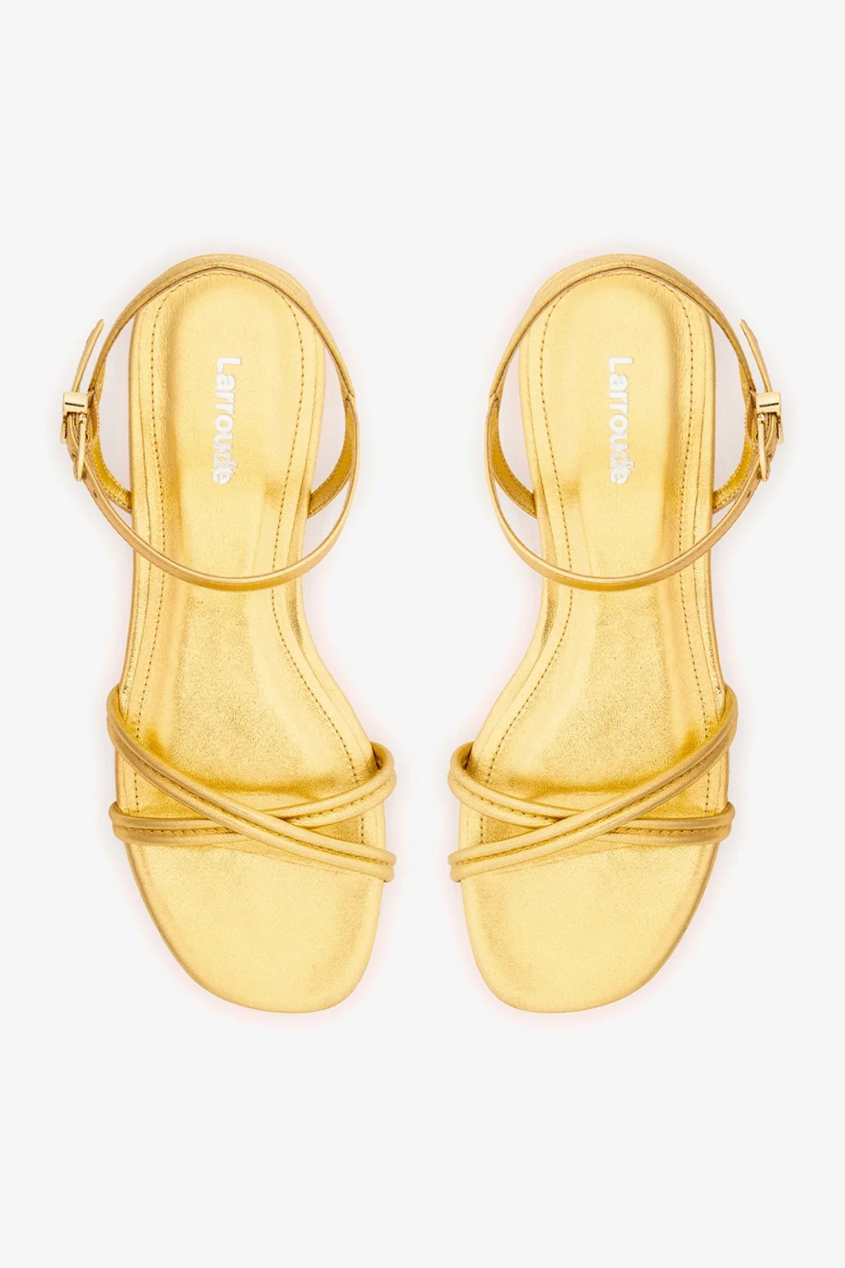 Annie Sandal Ankle Tie In Gold Metallic Leather