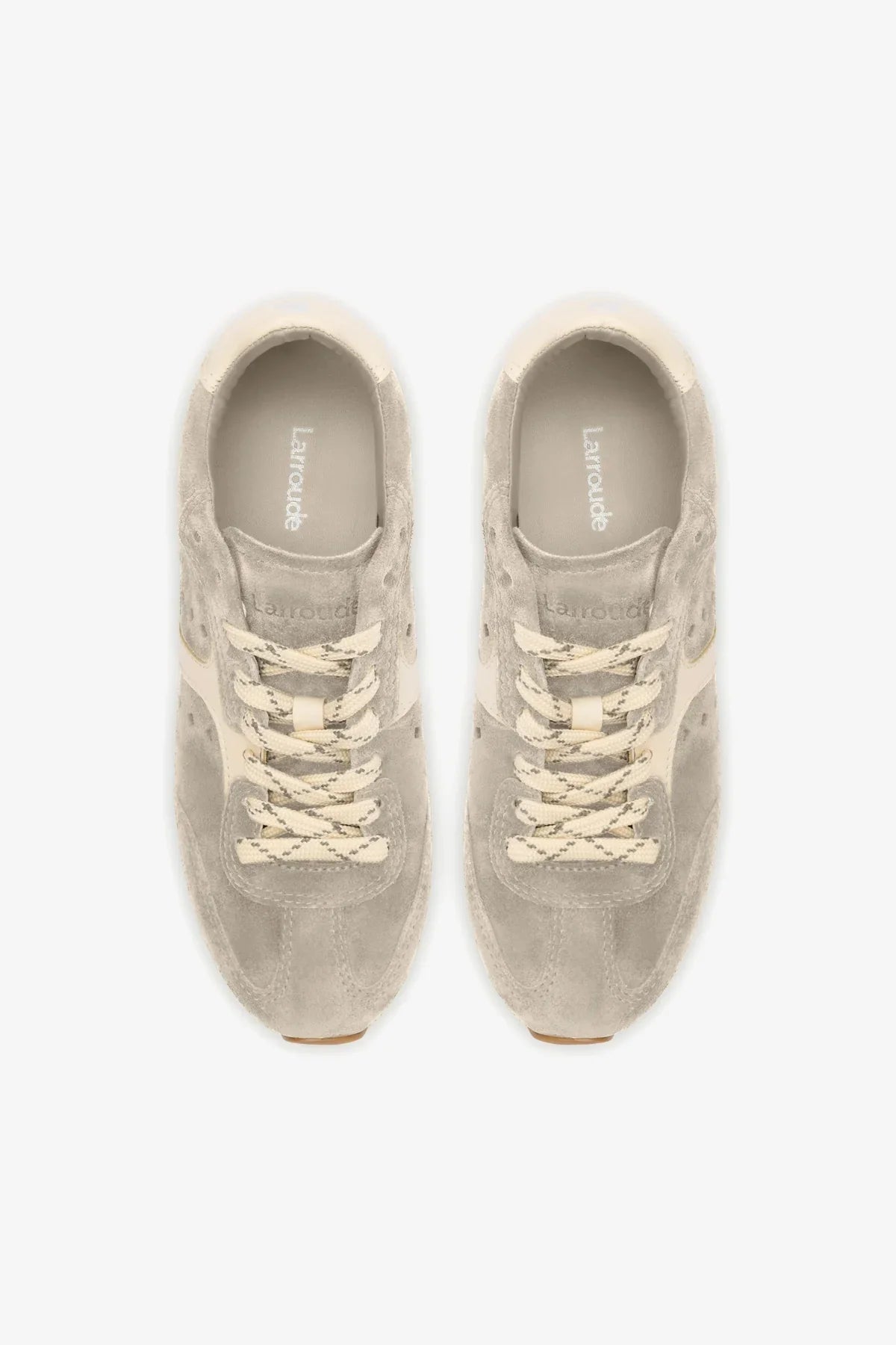 Stella Sneaker In Mushroom Grey Suede and Ivory Leather
