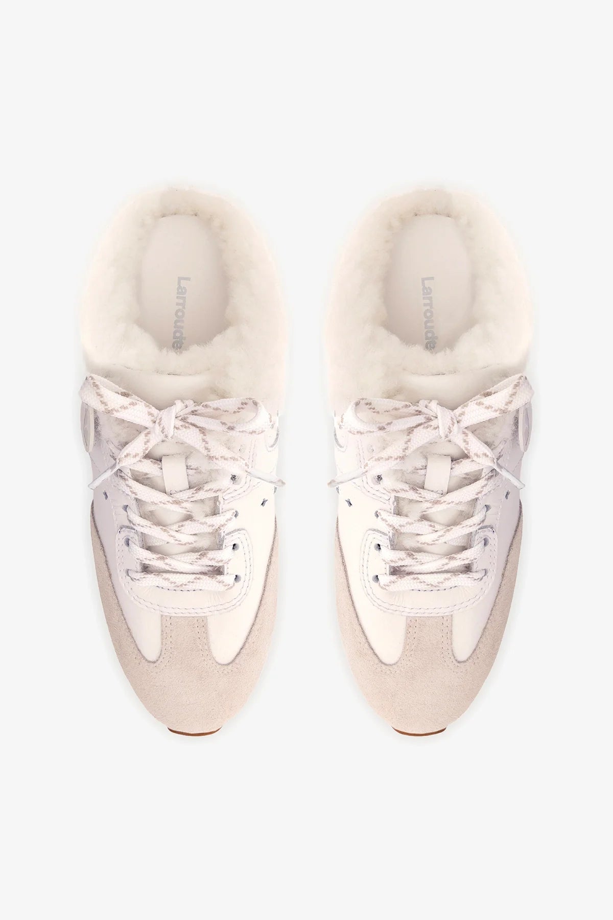 Stella Mule In Mushroom Grey Suede and White Shearling