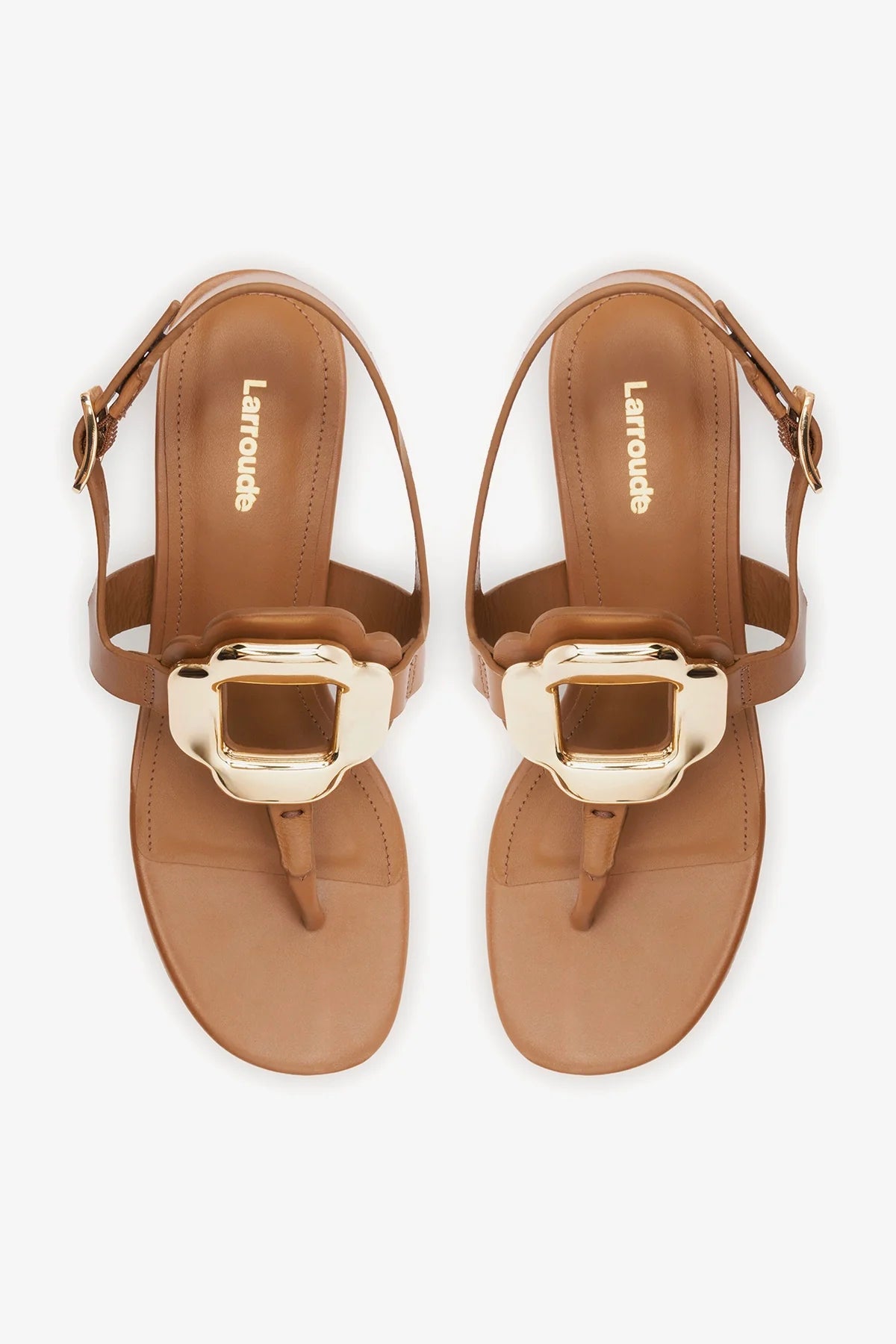 Margherita Block Thong Sandal Caramel Leather