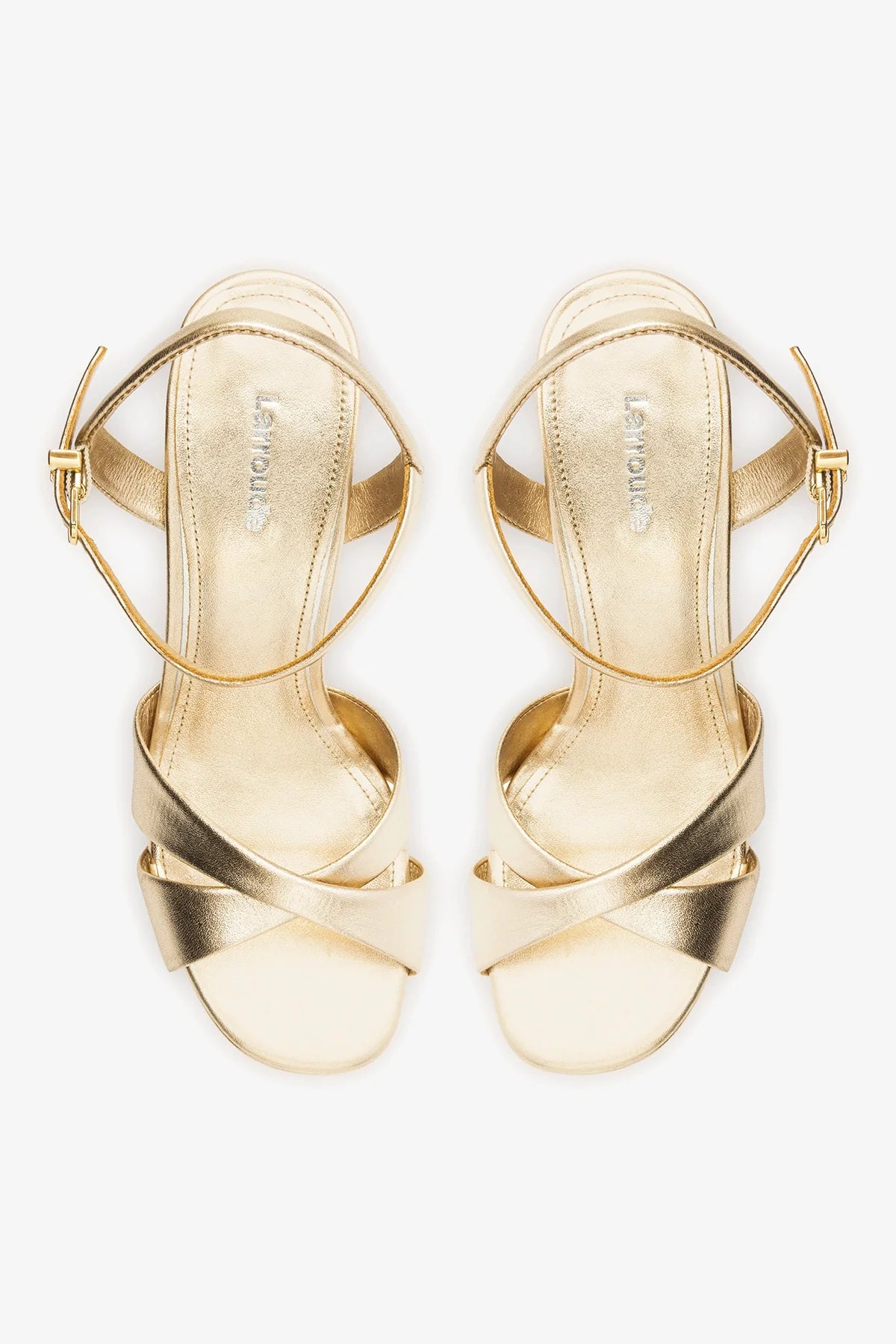 Bianca High Platform Sandal In Platina Metallic Leather