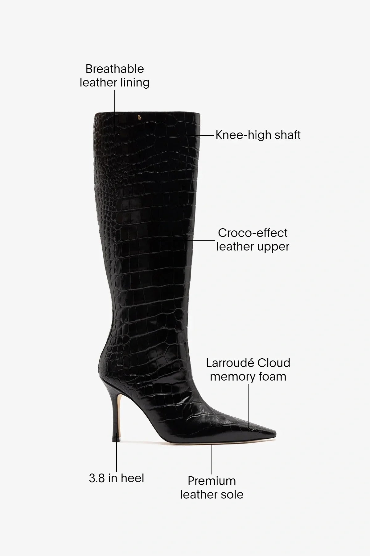 Carine Boot Black Croco Patent Leather