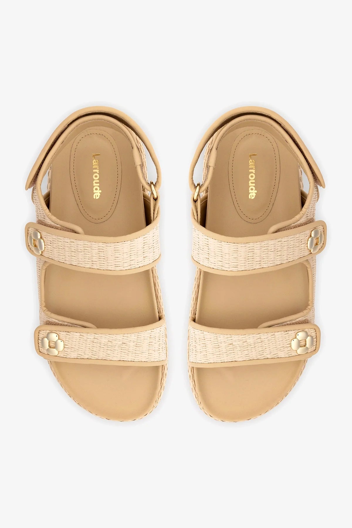 Jetty Sandal In Natural Beach Raffia and Beige Leather