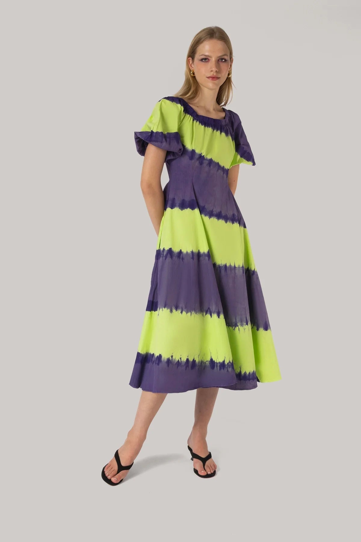 Marissa Dress Purple and Green Tie Dye Cotton