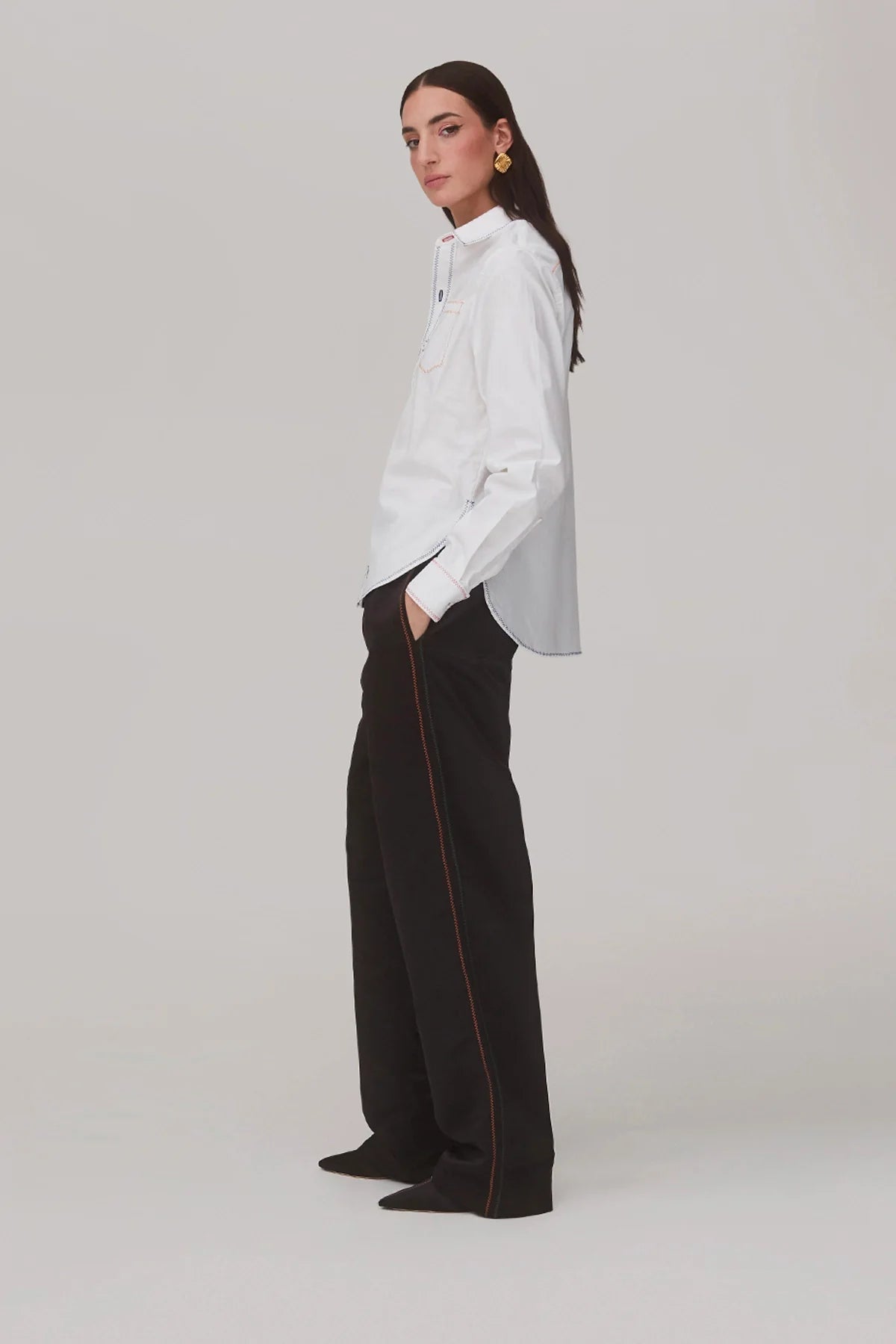 Layla Buttondown Shirt In White Percale