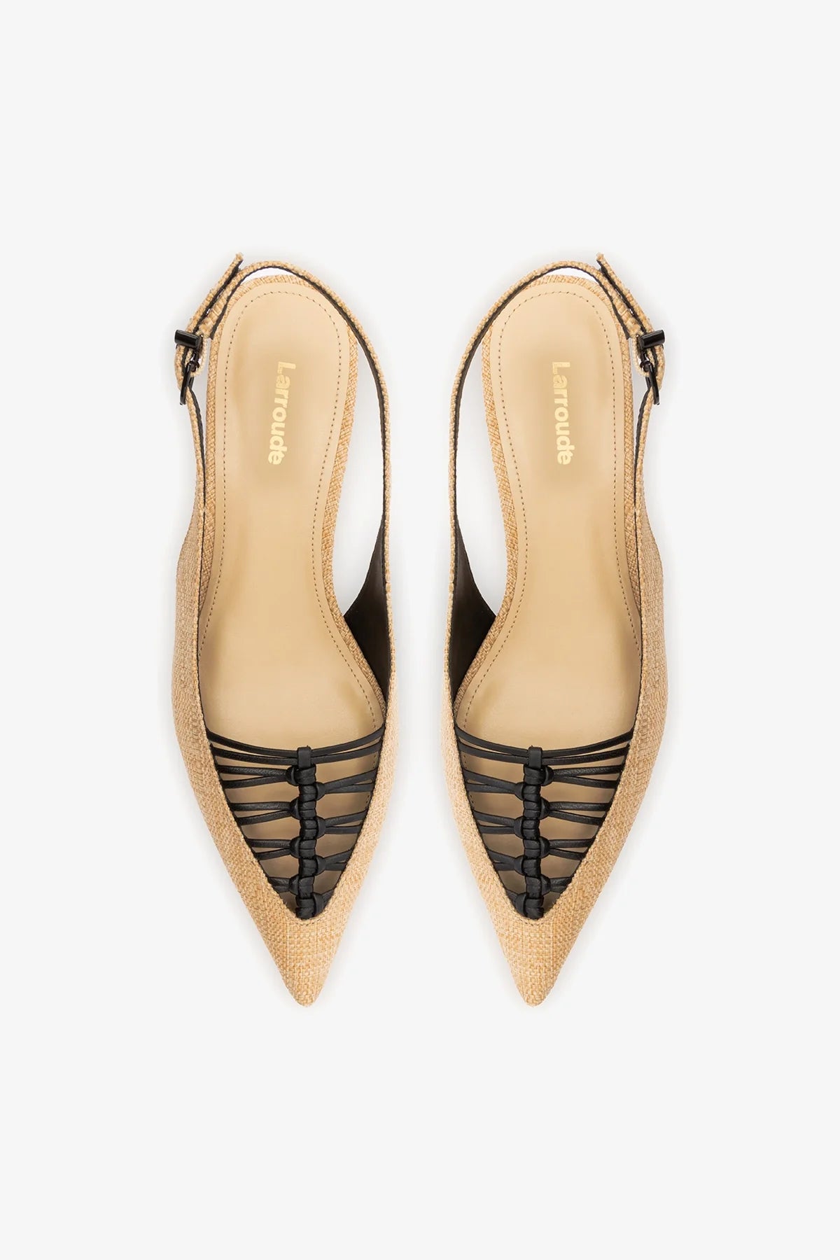 Nara Pump In Beige Raffia and Black Leather