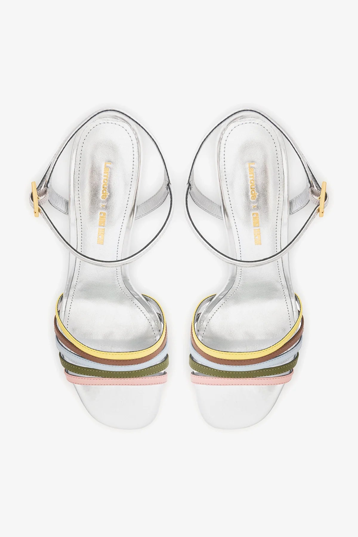 Larroudé x Ciao Lucia: Daiana Wedge Sandal Silver Leather