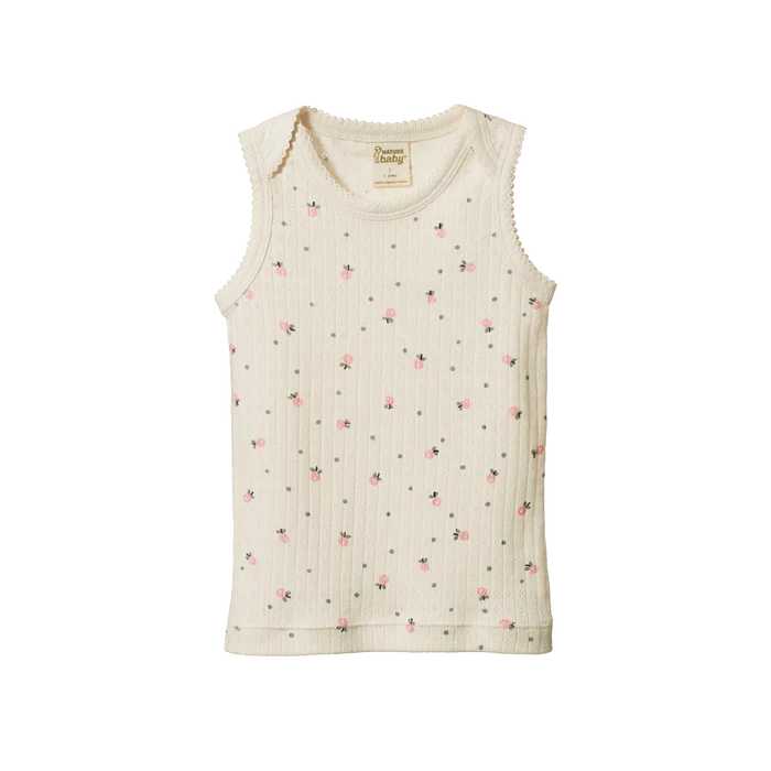 Nature Baby Pointelle Singlet Posey Blossom Print