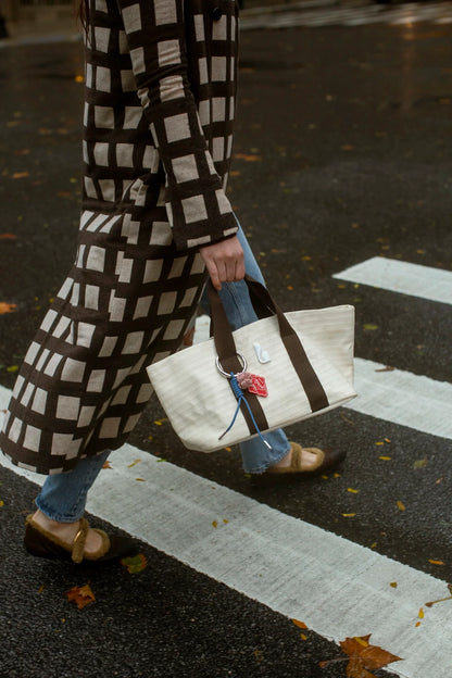 Americana Tote Bag In Ivory Awning Stripe