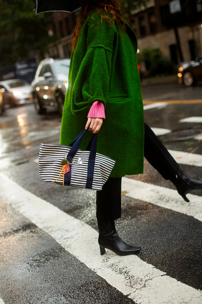 Americana Tote Bag In Indigo And Natural Awning Stripe