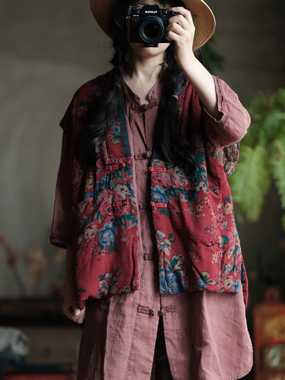女款秋季條紋保暖V領羊毛背心