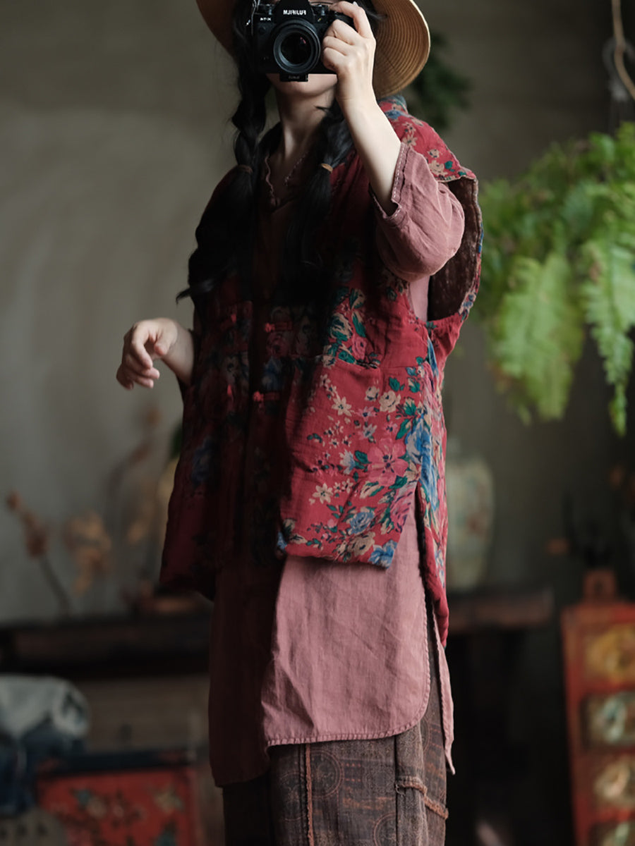 女款秋季條紋保暖V領羊毛背心