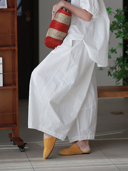 女士夏季休閒純色100%純棉哈倫褲