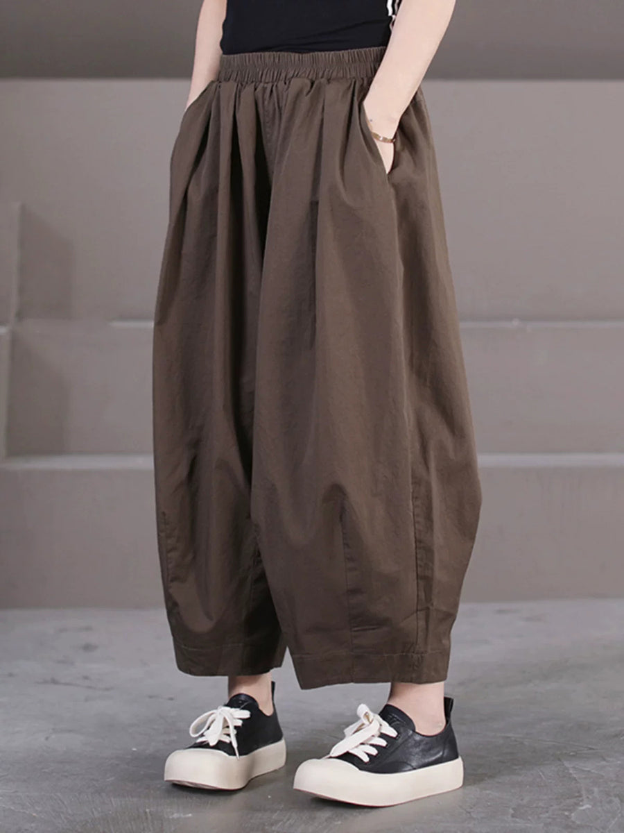 女士春季休閒純色燈籠褲