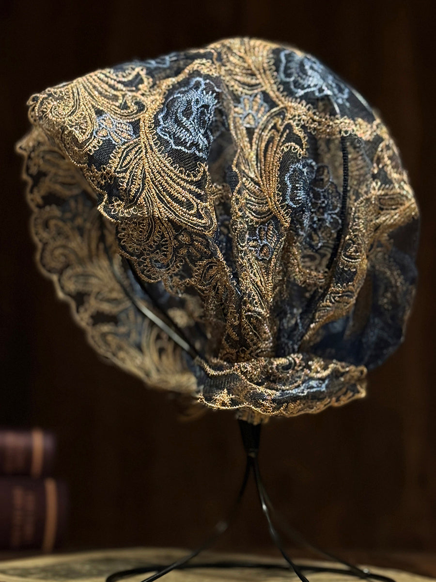 女士藝術刺繡蕾絲寬鬆針織帽