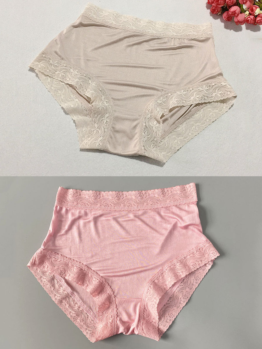 5件裝女士休閒蕾絲高腰內褲