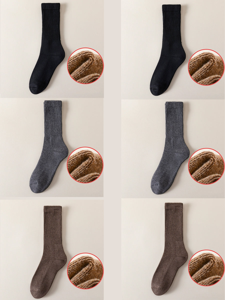 6 雙女款純色冬季棉襪