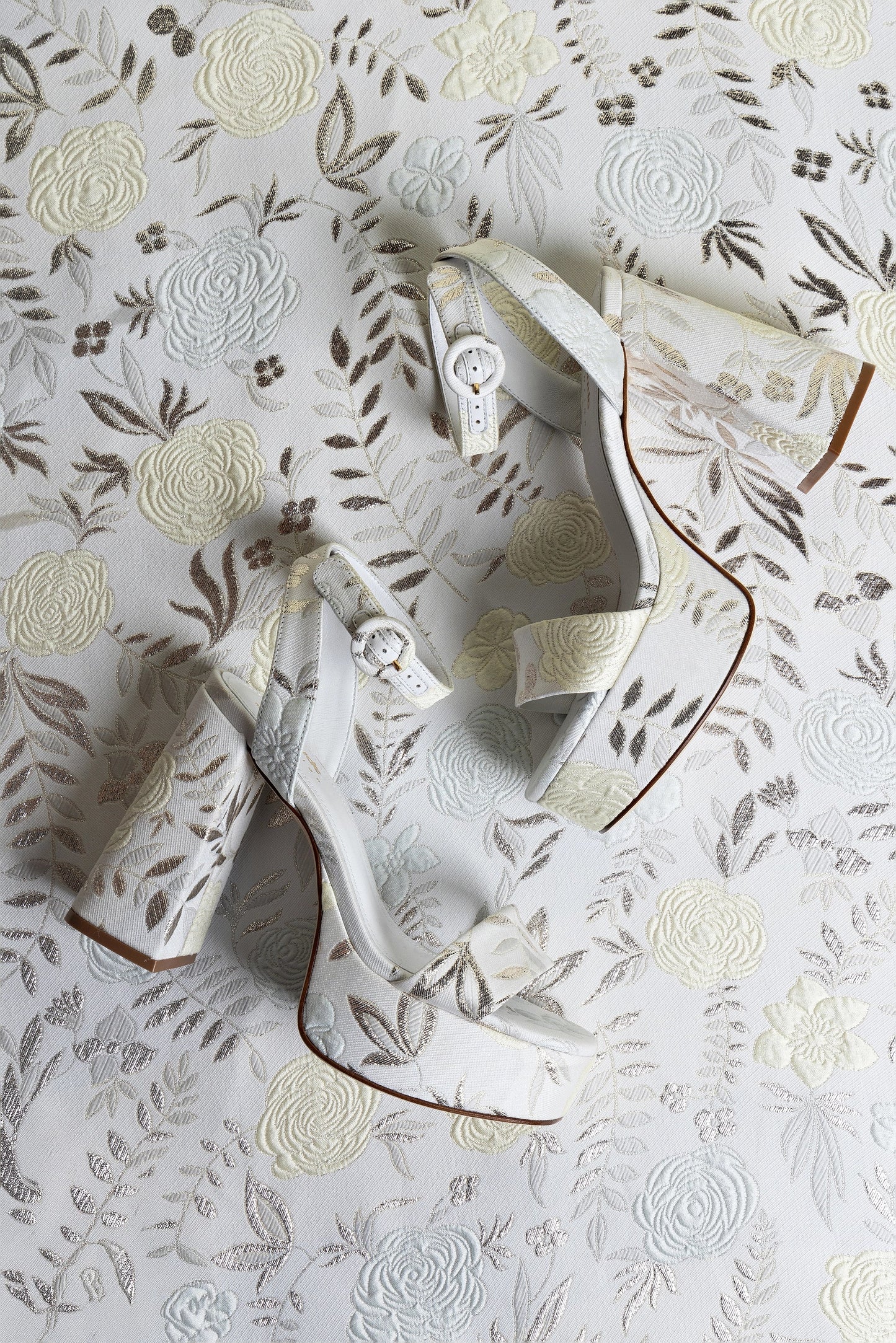Larroudé x Markarian Dolly Sandal In Yvette Ivory Brocade