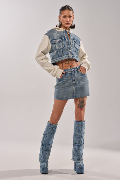 AFTER HOURS DENIM MINI SKIRT