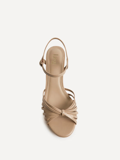 Arabel Nude Faux Leather Block Heeled Sandals