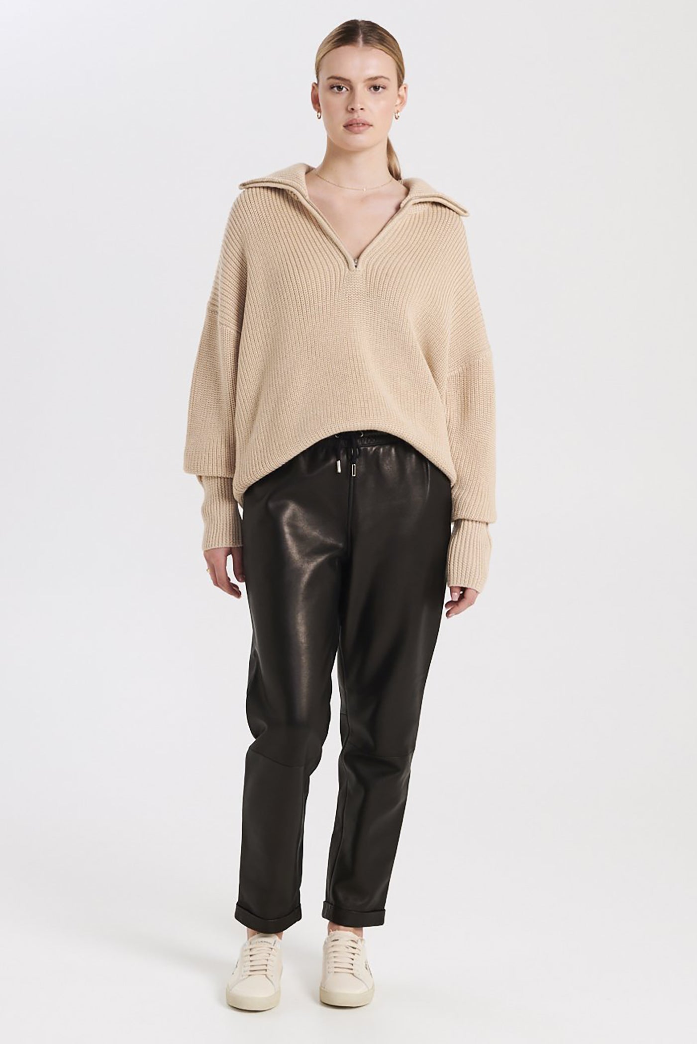 Banks Wool Blend Knit Light Beige