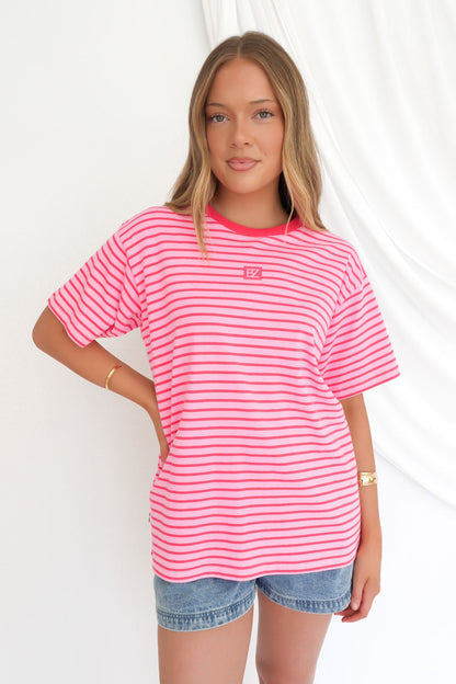 Beau Stripe Tee Pink Stripe