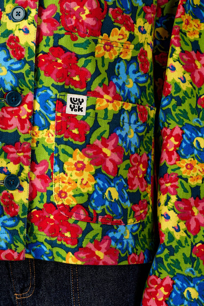 Connie - Cotton Jacket in 80s Scribbled Floral