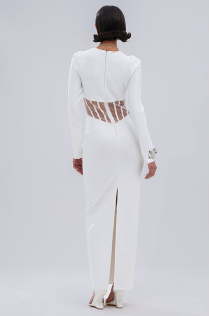 A NIGHT OUT BANDAGE MAXI DRESS IN WHITE