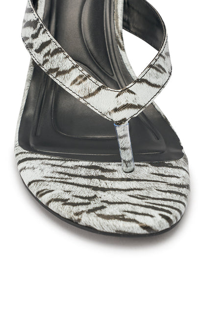 AKIRA GOLD DELYSE TIGER WHITE PRINT PU SLIP ON STILETTO SANDAL