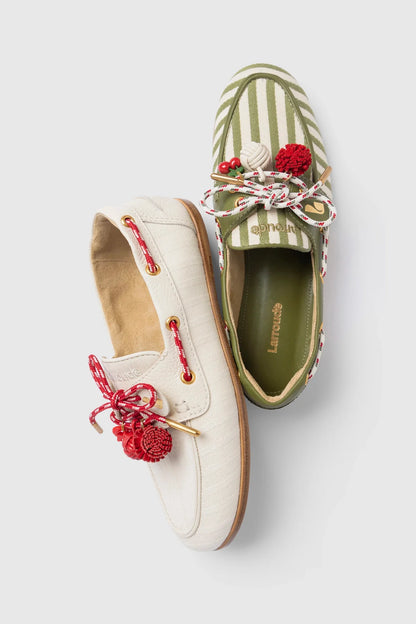 Cyprus Boat Shoe Seaweed Striped Canva