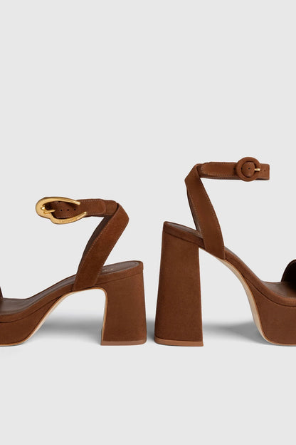 Dolly Sandal In Burnt Umber Suede