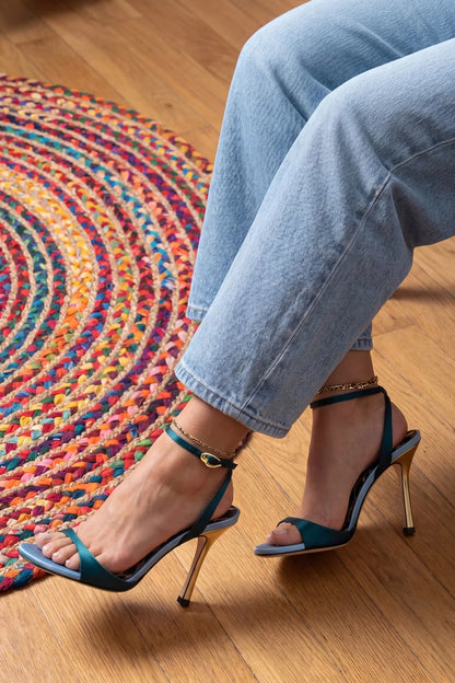 Freya Sandal Teal Satin