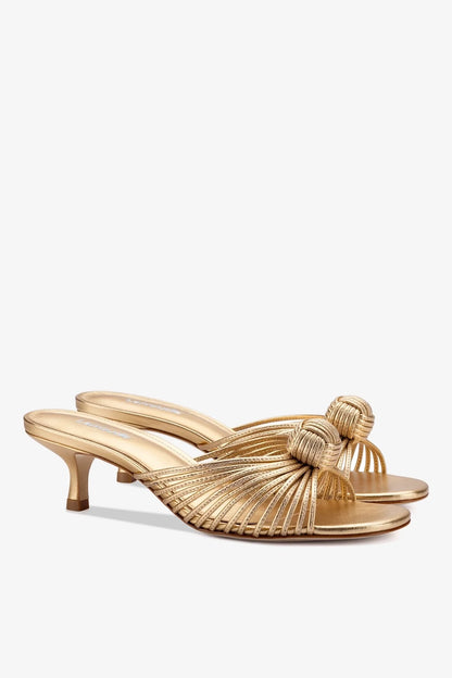 Valerie Mule In Gold Metallic Leather