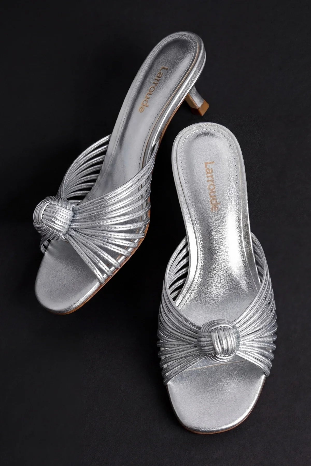 Valerie Mule In Silver Metallic Leather