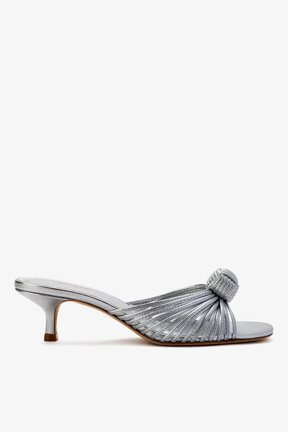 Valerie Mule In Silver Metallic Leather