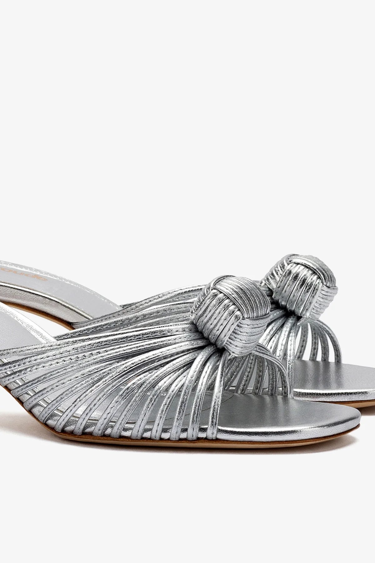 Valerie Mule In Silver Metallic Leather