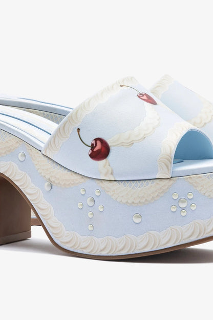 Larroudé x Tanner Fletcher: Miso Cake Mule Blue Satin