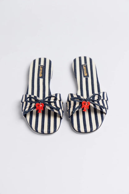 Bardot Flat Navy Striped Canvas