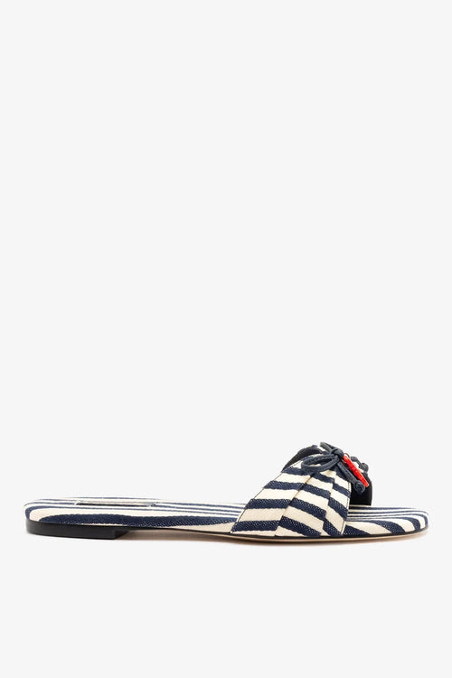 Bardot Flat Navy Striped Canvas
