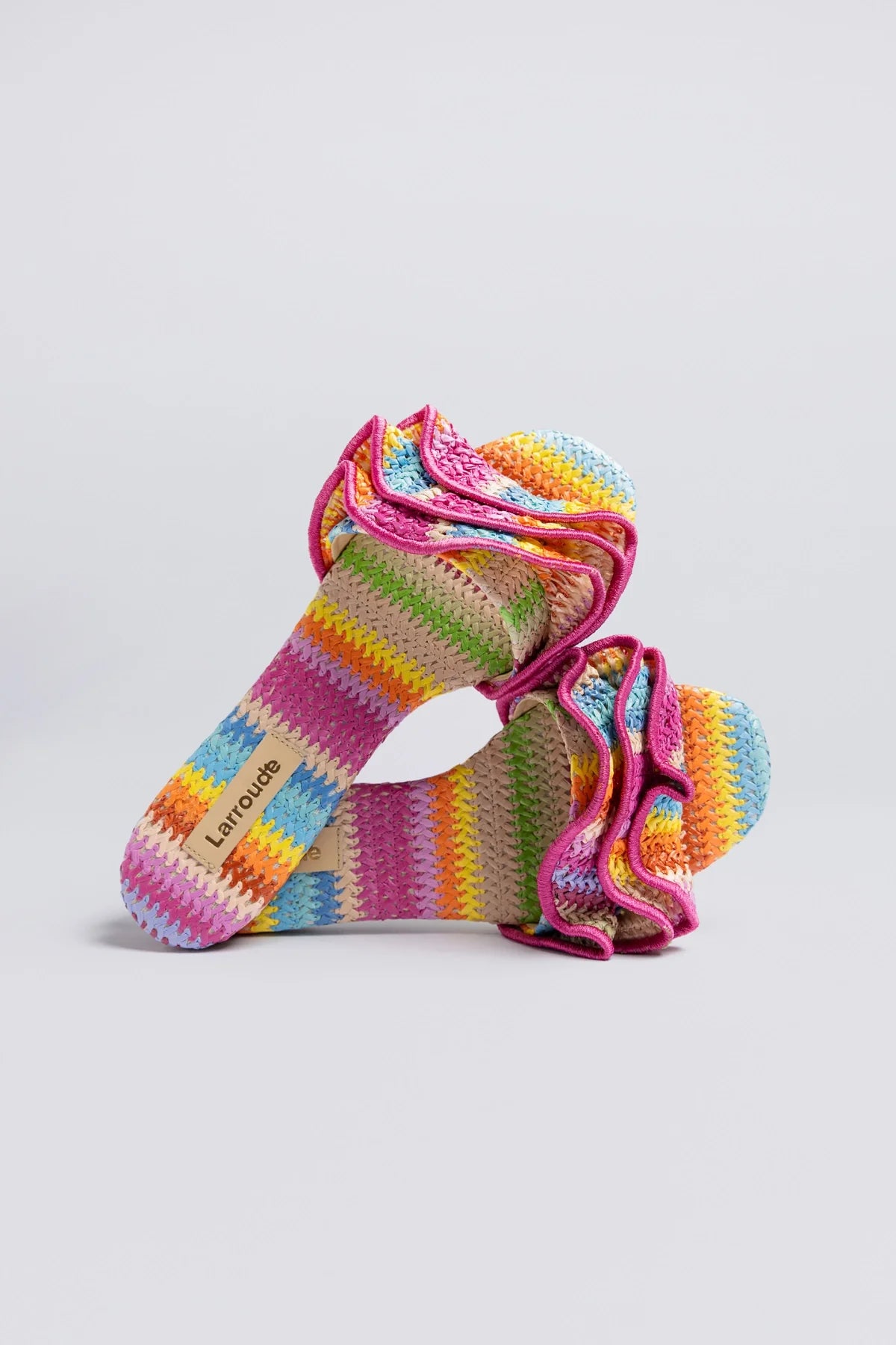 Ivy Ruffle Flat Rainbow Raffia