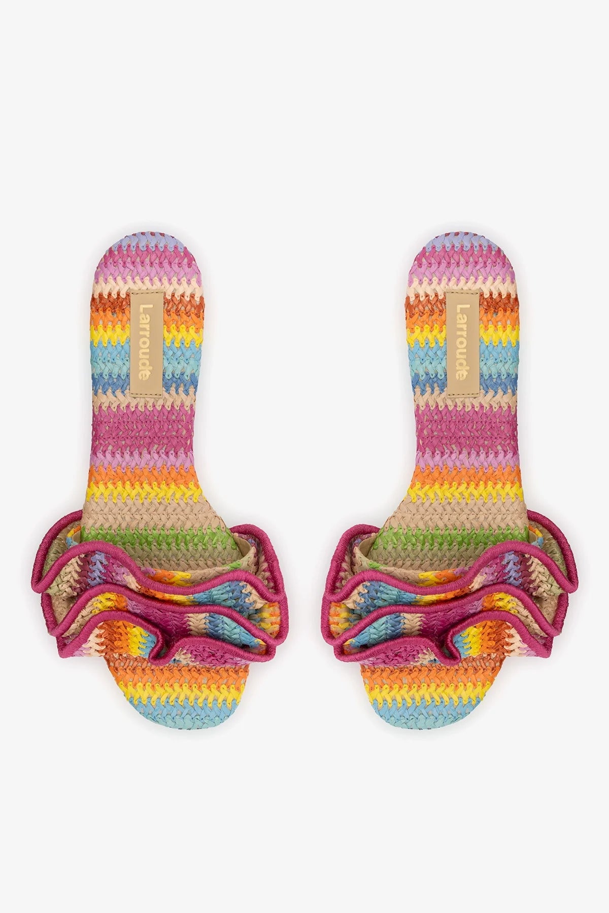 Ivy Ruffle Flat Rainbow Raffia