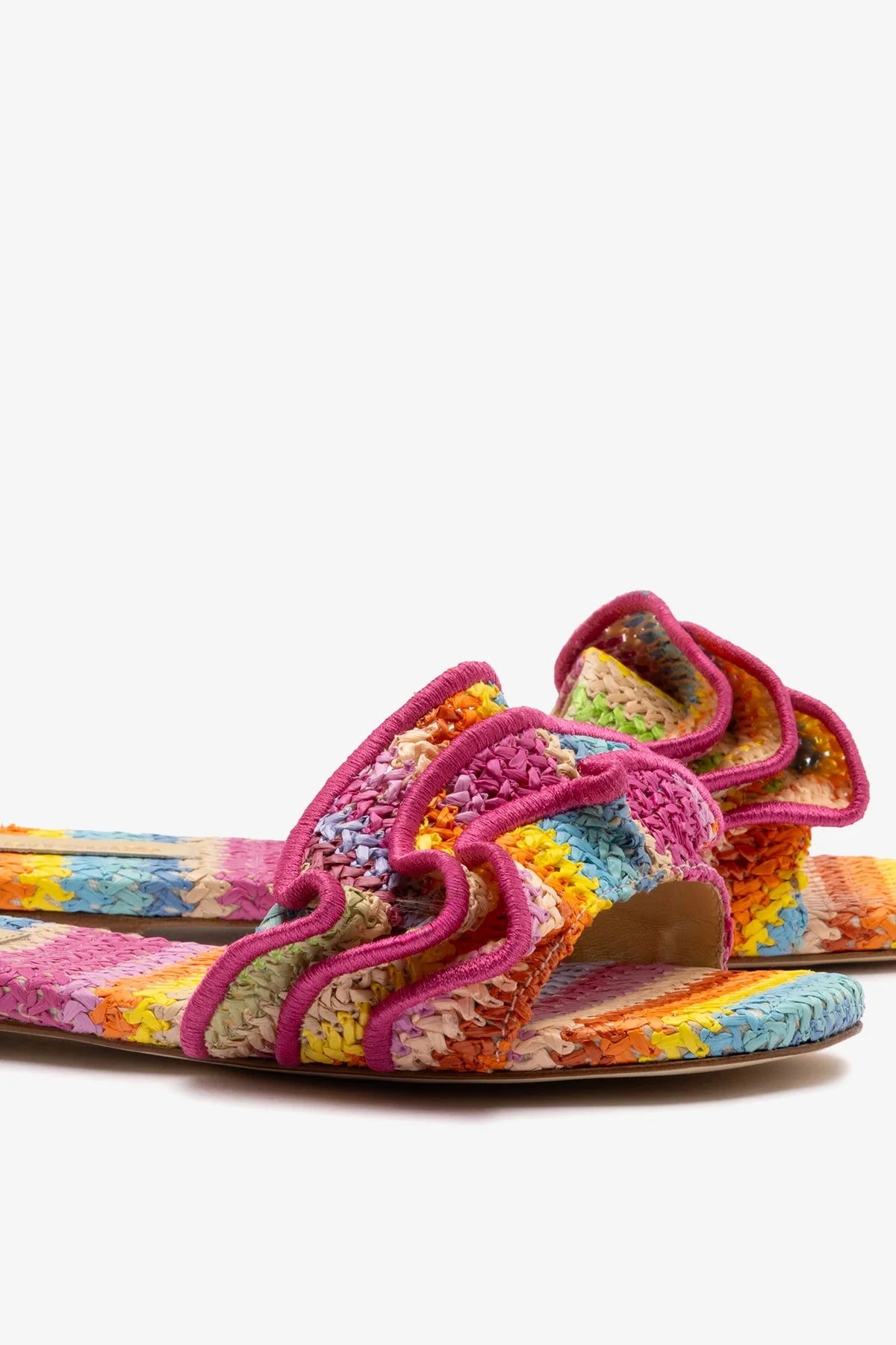 Ivy Ruffle Flat Rainbow Raffia