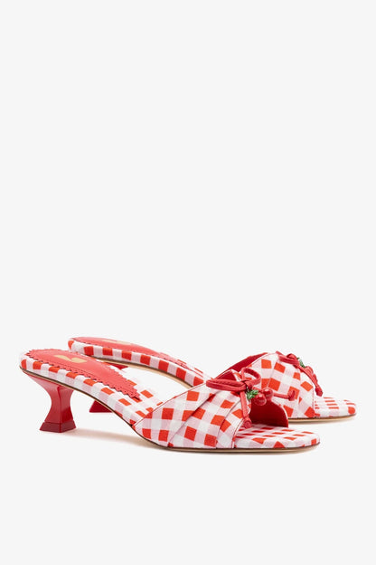 Bardot Mule Scarlet Printed Fabric
