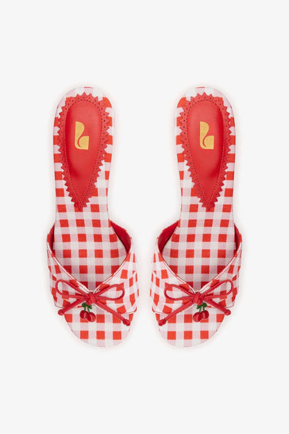 Bardot Mule Scarlet Printed Fabric