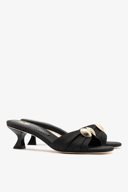 Coquile Mule Black Raffia