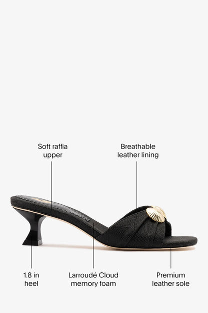 Coquile Mule Black Raffia
