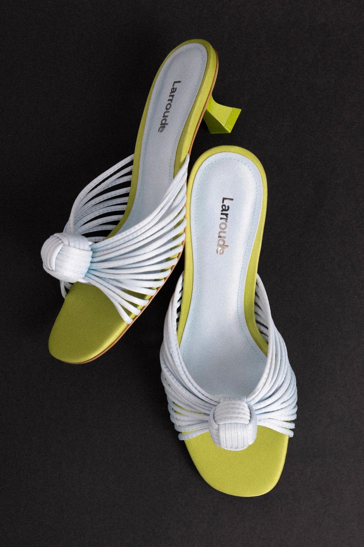Valerie Mule Powder Blue and Green Satin